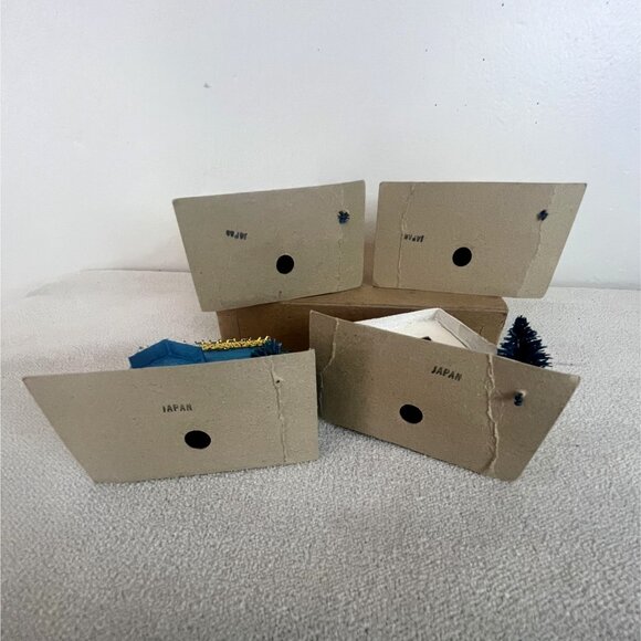 Vintage Putz Houses, Glittery Cardboard Christmas Decorations, Set Of 4,  Bottle - Picture 9 of 9